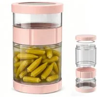 BlingBin Fermentationsglas Weithals Einmachglas mit Klappsieb & Silikondeckel, Glas, Silikon, ABS, (1 Stück, 1-tlg., 19,8 × 11 × 11 cm, Fassungsvermögen: 1500 ml), umkehrbare Nass-Trocken-Trennung für Gurkenfermentation und Einlegen