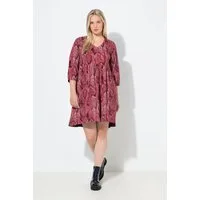 Ulla Popken Jerseykleid Jerseykleid Animaldruck A-Linie V-Ausschnitt