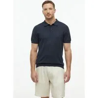 s.Oliver Kurzarmpullover Strickpullover Weiches Strick-Poloshirt aus Baumwoll-Seidenmix