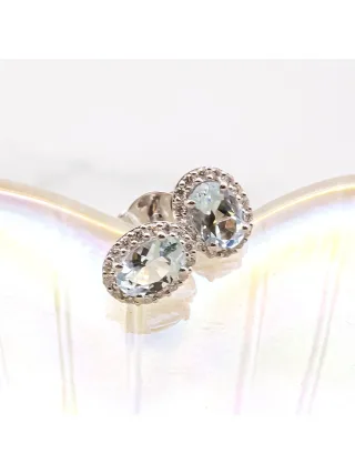 Diamonds by Ellen K. Ohrstecker Weißgold 585 mit echtem Aquamarin und 36 Diamanten zus. 0,14ct.