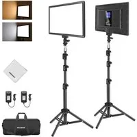 Neewer Videoleuchte NL-192AI 2x 13" LED Panel Videolicht, Bi Farbe Dimmbare, mit Stativ Stand, 3200K-5600K, 8000mAh, für Live Streaming Aufnahme