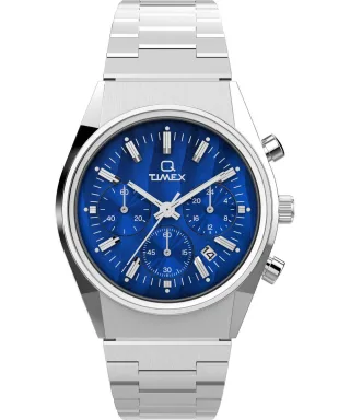 Timex Q Falcon Eye Chrono Herren Silber Uhr TW2W33700