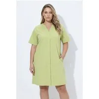Ulla Popken Midikleid Popeline-Kleid A-Linie Tunika-Ausschnitt Halbarm