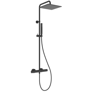 Ideal Standard Duschsystem Eco CTherm T25M mit Thermostat Stick-HB und eckiger Kopfbrause Silk Black A8492XG