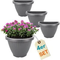 GarPet Blumentopf 4er Set Blumentopf Wand Blumen Topf Vase Pflanzen Halterung 30 Grau