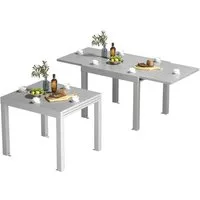 HOMALL Gartentisch Ausziehbarer Aluminium Gartentisch Esstisch Outdoor Bis 150kg (Ausziehbarer Tisch aus Aluminium, erhältlich in den Größen 80/160 cm und 130/260 cm), Witterungsbeständiger Aluminium Gartentisch mit verstellbaren Füßen