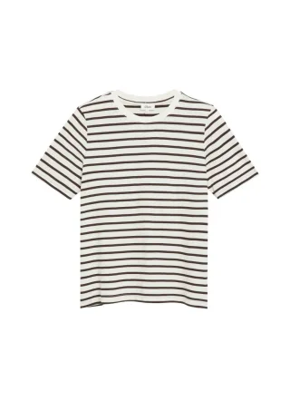 s.Oliver Red Label - Gestreiftes T-Shirt weiß/braun - Gr. - 34
