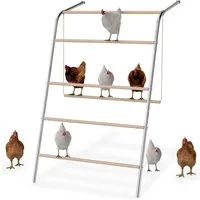 FIVMEN Hühnerstall Hühnerleiter 4 Ebenen Große Sitzstange für Hühner, 136x105cm