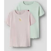 Name It T-Shirt NKFVIVEMMA 2P SS SLIM TOP (Packung, 2-tlg) Baumwollmischung, slim fit