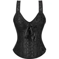 MOPUEA Corsage Korsett Tops in Übergröße für Damen,Korsett Bustiers,verstellbaren (Korsett Top, Verstellbare Schultergurte, Schnürung vorne & hinten, Jacquard-Design) Hochelastisch, verstellbar, formt Taille & Bauch, vielseitig
