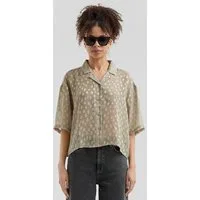 QS Kurzarmbluse Bluse Verkürzte leicht transparente Bluse