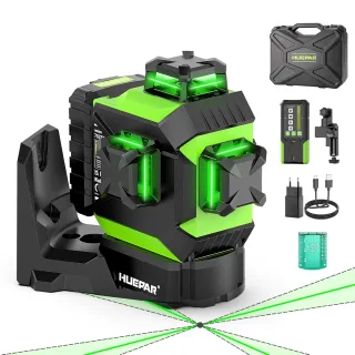 Huepar 703CG Green Laser Level Auto Tracking 16°Fine AdjustmentRemote Control Pulse Mode 165Ft.Working Range 360° Self L