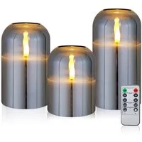 CCLIFE LED-Kerze LED Kerzen 3er Set mit Fernbedienung Timer Funktion 300 Stunden