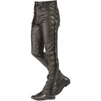 roleff Motorradhose RO3 Lederjeans– Klassische schwarze Lederhose mit seitlicher Schnürung