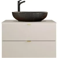 Lomadox Waschtisch DURANGO-56, 80 cm breit, Keramikwaschbecken, kaschmir, 2 Schubladen