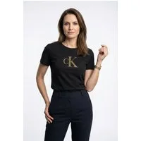 Calvin Klein Jeans T-Shirt Regular Fit, glänzender Logodruck, Rundhalsausschnitt