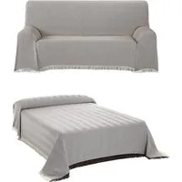 Beautex Tagesdecke, Wohnzimmer Decke aus Baumwolle, Sofadecke, Bettüberwurf, edles, schlichtes Design, feine Fransen, zwei Größen