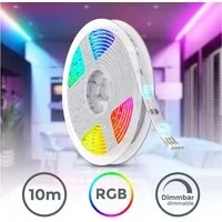B.K.Licht LED-Streifen 10m RGB Band selbstklebend LED Band, 300-flammig, Magic RGB Stripe 230V Fernbedienung kürzbar indoor
