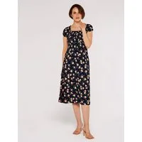 Apricot Midikleid Vintage Rose Milchmädchen-Kleid mit Smokdetails