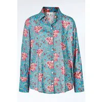 Himalaya Clothing Langarmbluse Bluse Damen aus hochwertiger Viskose mit kunstvollen Blütenmotiven Viskose Bluse atmungsaktiv & klimaregulierend