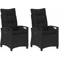 vidaXL Gartenstuhl Gartenstuhl 2 Stk. Schwarz Stahl und Polyester (2 St)