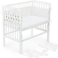 FabiMax Beistellbett Babybett Boxspring weiß lackiert, 90 x 55 cm Liegefläche, aus Buchenholz, Stufenlos höhenverstellbar 40-73 cm, Holz-Lattenrost