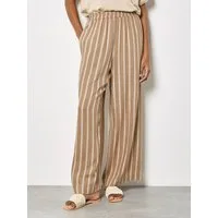 Apricot Palazzohose Weite gestreifte Hose aus Leinenmischung mit Streifen