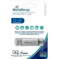 Kombo-Speicherstick 16 GB, USB-Stick silber/transparent, USB-A 3.2 Gen 1, USB-C 3.2 Gen 1