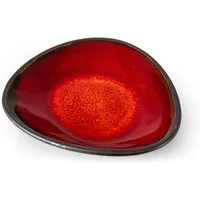 KONSIMO® Servierplatte PRIMA Servierteller, handgefertigt, Premiumqualität aus EU, Keramik, (1x tiefe Servierplatte (B) 27 cm x (H) 5,4 cm x (L) 25,7 cm), luxuriöse Qualitätskeramik, spülmaschinen & mikrowellengeeignet, rot