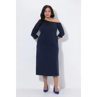 Ulla Popken Maxikleid Maxikleid links schulterfrei A-Linie 3/4-Arm
