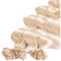 hair2heart Echthaar-Extension Premium Bondings gewellt #10/0 Hell-Lichtblond 60cm