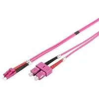 LWL Patchkabel, Duplex, LC > SC Stecker, Multimode OM4 hellviolett, 10 Meter