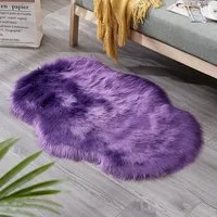 BTTO TEPP Hochflor-Teppich Fellteppich,Kunstfell,Weich,Hochflor Shaggy Teppiche,Wolkenform, Dunkelgrau, Langflor Teppich 60X90cm,Einfarbig,Künstliches,5cm Flor Länge