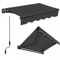 Sekey Gelenkarmmarkise Markise mit Handkurbel Balkon Sonnenschutz verstellbar Aluminium Sonnenmarkise manuelle, Wetterfest,250 × 200 cm, Anthrazit