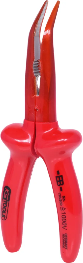 KS Tools 1000V Flachrundzange, beschichteter Arbeitskopf, gebogen, 200mm - 117.1719