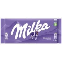 MILKA Schokolade, Milka Alpenmilch Schokolade Klassiker für alle Schokoladen Fans 90g