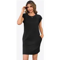 Imily Bela Minikleid Damen Lockeres Gerades Kleid (Packung, 1-tlg., 1per-Pack) einfarbig