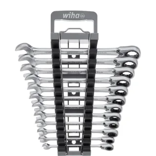 Wiha Ringratschen-Gabelschlüssel Set 12-teilges Set umschaltbar in Halter - 44661