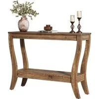 Tribesigns Konsolentisch 105cm Massivholz-Konsolentisch mit Stauraum, 2-stufiger Holz Flurtisch