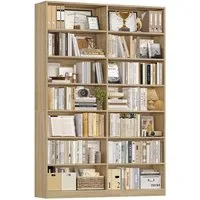 Homfa Bücherregal 212 cm hoch Standregal Bücherschrank Regal, mit 14 Fächern Raumteiler Aufbewahrungsregal 116x28,5x212 cm eiche
