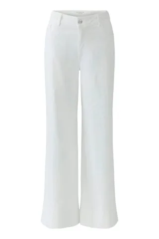 Oui - Jeans mit weitem Bein und hohem Bund im Loose Fit weiß - Gr. - 34