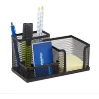 relaxdays Organizer Stiftehalter mit Zettelhalter, schwarz