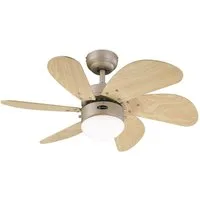 Westinghouse Deckenventilator Deckenventilator Turbo Swirl Titan 76 cm mit Licht, Mit Zugschnur