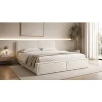 MOEBLO Polsterbett BETT 04 (Bezug: aus Cord, Doppelbett mit Kopfstütze, Rahmenbettgestell 180x200, mit Bettkasten und Lattenrost), mit Bettkasten