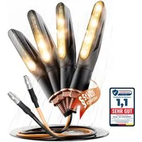 Binego Blinker LED Motorrad E Geprüft Mini mit Lauflicht Universell, Lauflicht Blinker, LED fest integriert, Gelb, StVZO konform