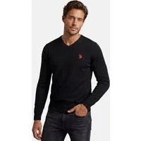 U.S. Polo Assn. V-Ausschnitt-Pullover Longsleeve USPhil – Herren V-Neck Classic Fit mit Logo-Stickerei Angenehme Baumwollmischung, weiches Material und sportiver Look