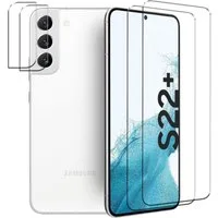 CoolGadget Schutzfolie Panzerfolie für Samsung Galaxy S22+, (Spar-Set 4in1, 2x Displayschutz, 2x Kameraschutz), Panzerglas Schutzfolie für Samsung Galaxy S22 Plus Folie