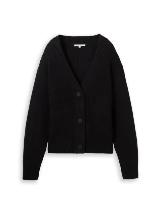 Denim Tom Tailor - Cardigan mit V-Ausschnitt deep black - Gr. - XS