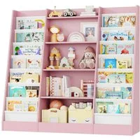 Homfa Bücherregal, Kinderregal mit 14 Ablagen Kinderbücherregal 129x120x35 cm