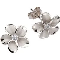 Firetti Paar Ohrstecker Schmuck Geschenk Silber 925 Ohrschmuck Blume/Blüte, mit Zirkonia (synth)